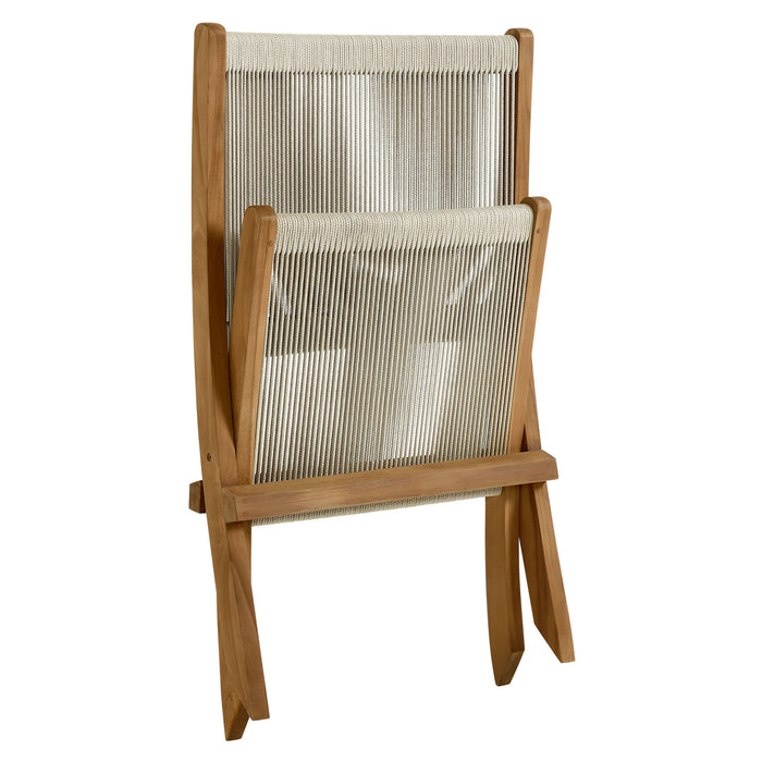 Vienna Outdoor Patio Teak and Rope Folding Accent Lounge Chair by Modway