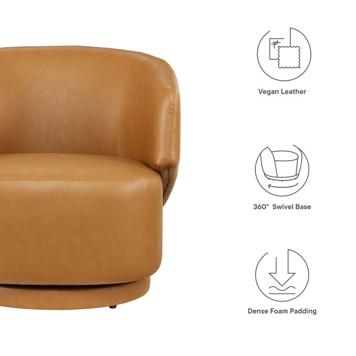 Celestia Vegan Leather Fabric and Wood Swivel Chair by Modway