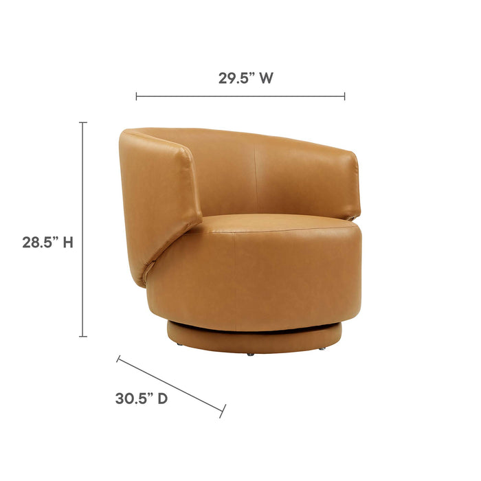 Celestia Vegan Leather Fabric and Wood Swivel Chair by Modway