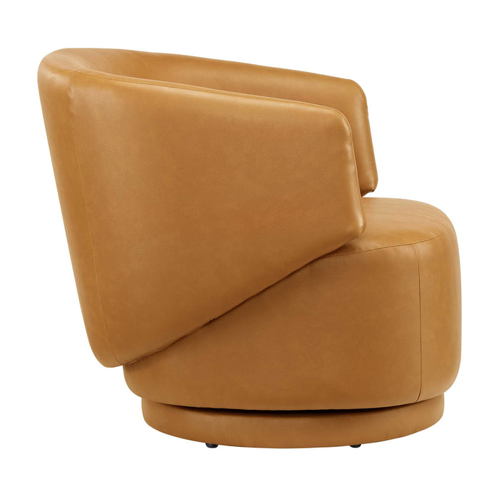 Celestia Vegan Leather Fabric and Wood Swivel Chair by Modway