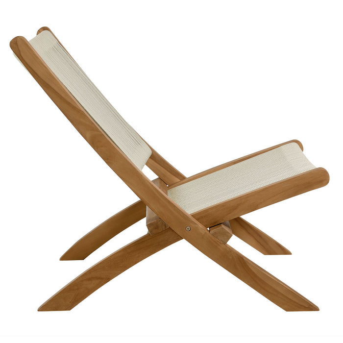 Vienna Outdoor Patio Teak and Rope Folding Accent Lounge Chair by Modway