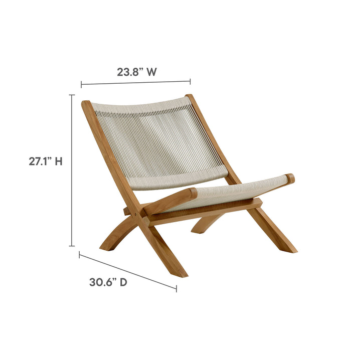 Vienna Outdoor Patio Teak and Rope Folding Accent Lounge Chair by Modway