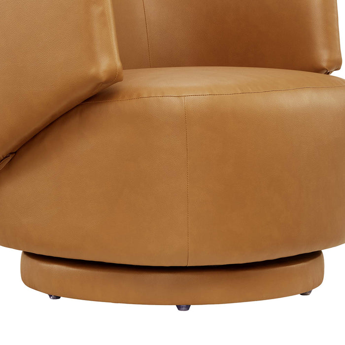 Celestia Vegan Leather Fabric and Wood Swivel Chair by Modway