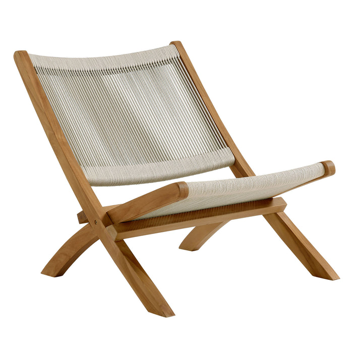 Vienna Outdoor Patio Teak and Rope Folding Accent Lounge Chair by Modway