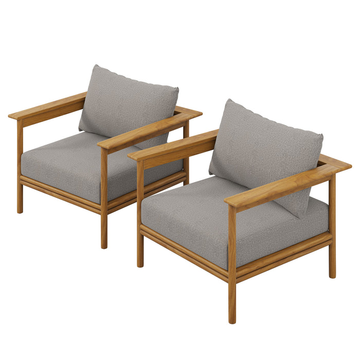 Wren Outdoor Patio Teak Wood Armchair Set of 2 by Modway