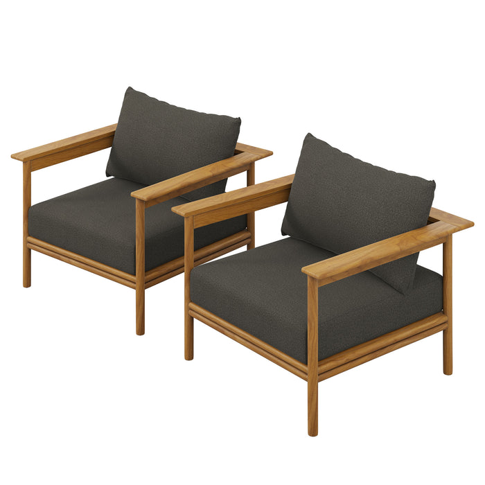 Wren Outdoor Patio Teak Wood Armchair Set of 2 by Modway