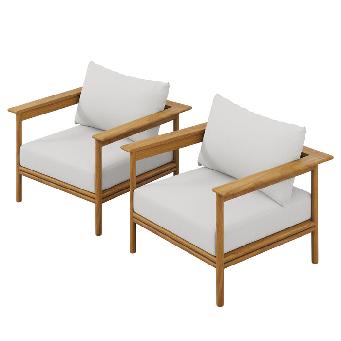 Wren Outdoor Patio Teak Wood Armchair Set of 2 by Modway