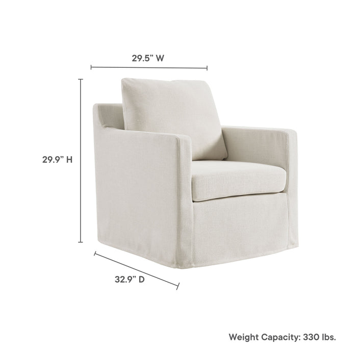 Serene Linen Slipcovered Swivel Armchair by Modway