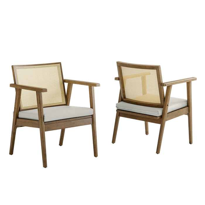 Thera Vegan Leather and Cane Accent Armchairs Set of 2 by Modway