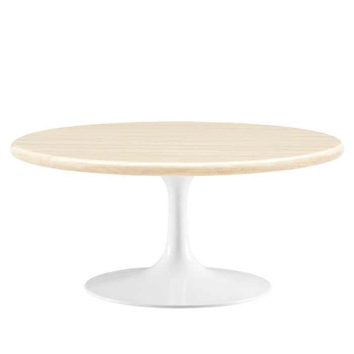 Lippa 36� Round Artificial Travertine Coffee Table by Modway