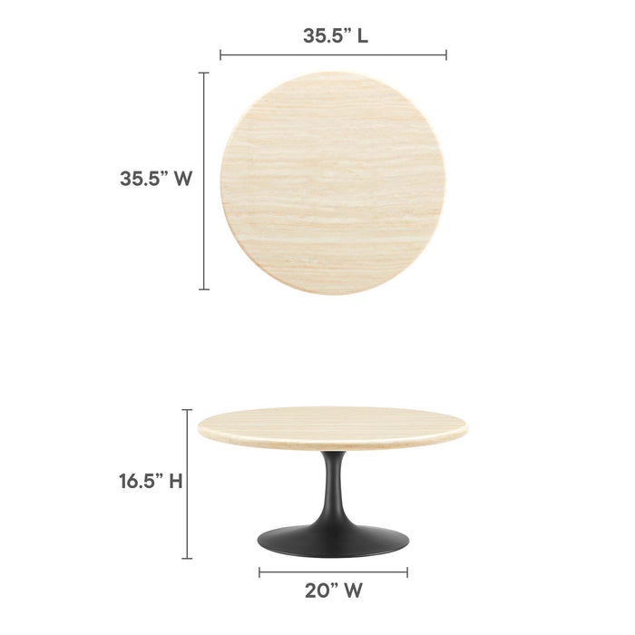 Lippa 36� Round Artificial Travertine Coffee Table by Modway