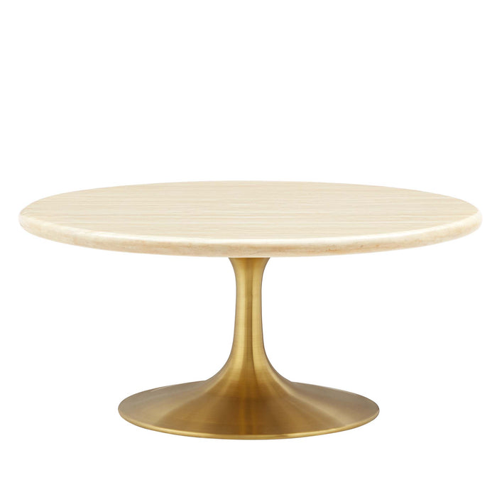 Lippa 36� Round Artificial Travertine Coffee Table by Modway