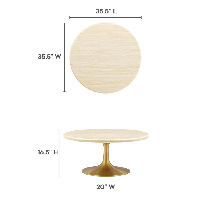 Lippa 36� Round Artificial Travertine Coffee Table by Modway