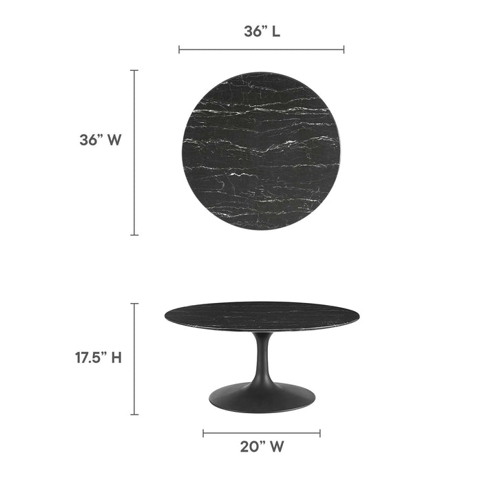 Lippa 36" Round Artificial Marble Coffee Table by Modway