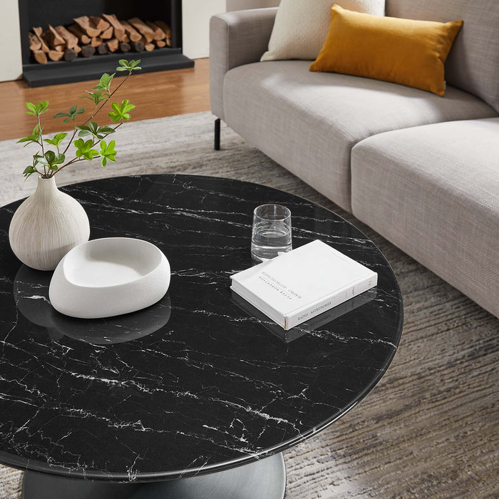 Lippa 36" Round Artificial Marble Coffee Table by Modway