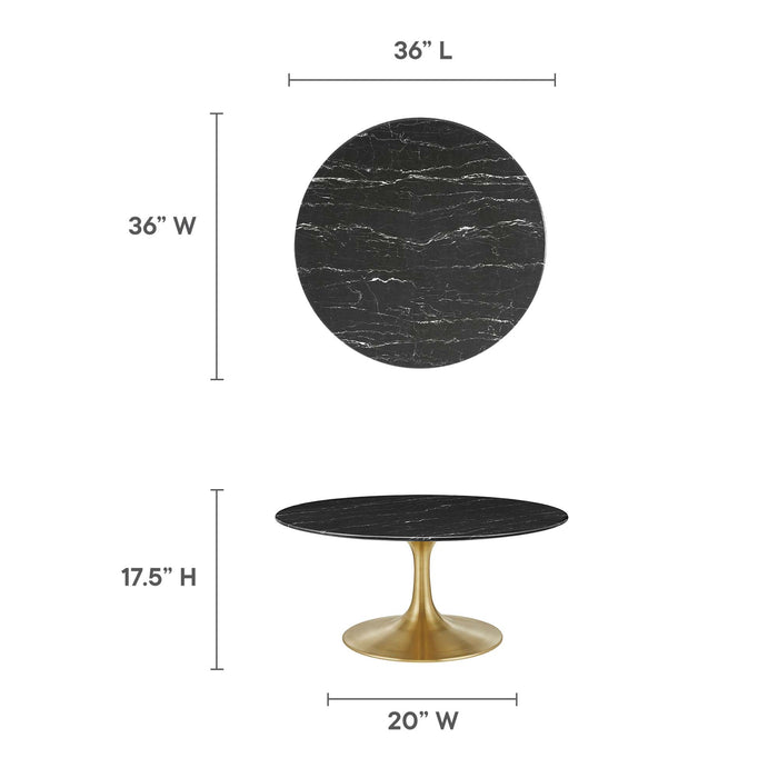 Lippa 36" Round Artificial Marble Coffee Table by Modway