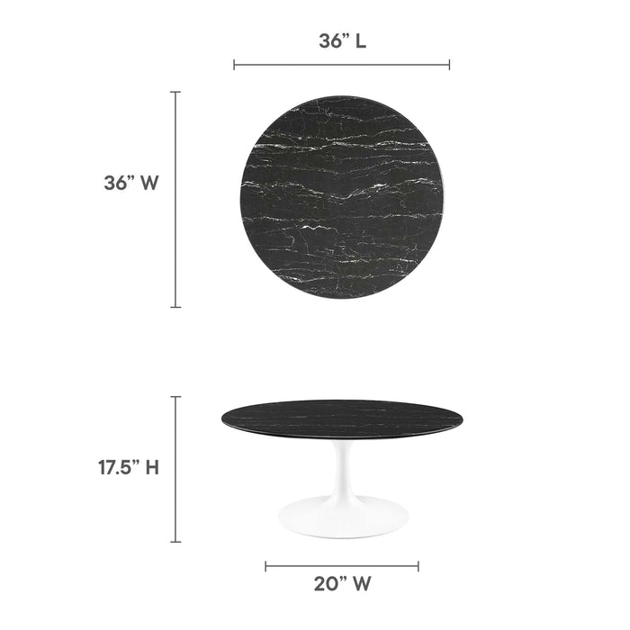 Lippa 36" Round Artificial Marble Coffee Table by Modway