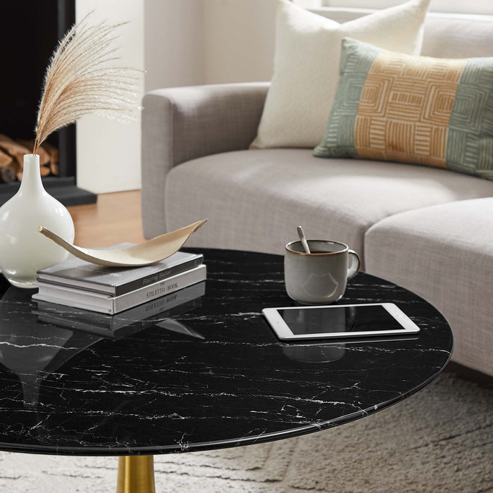 Lippa 36" Round Artificial Marble Coffee Table by Modway