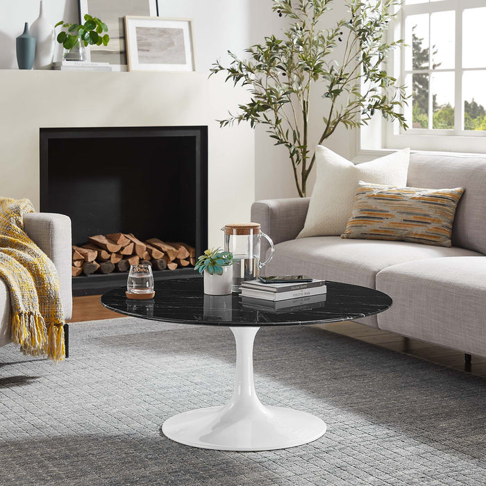 Lippa 36" Round Artificial Marble Coffee Table by Modway