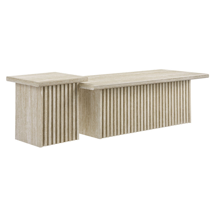 Render Nesting Faux Travertine Coffee Tables Set of 2 by Modway