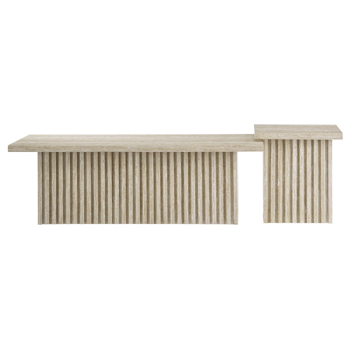 Render Nesting Faux Travertine Coffee Tables Set of 2 by Modway