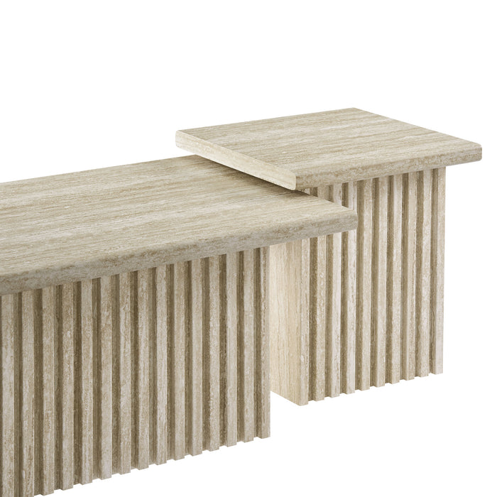 Render Nesting Faux Travertine Coffee Tables Set of 2 by Modway