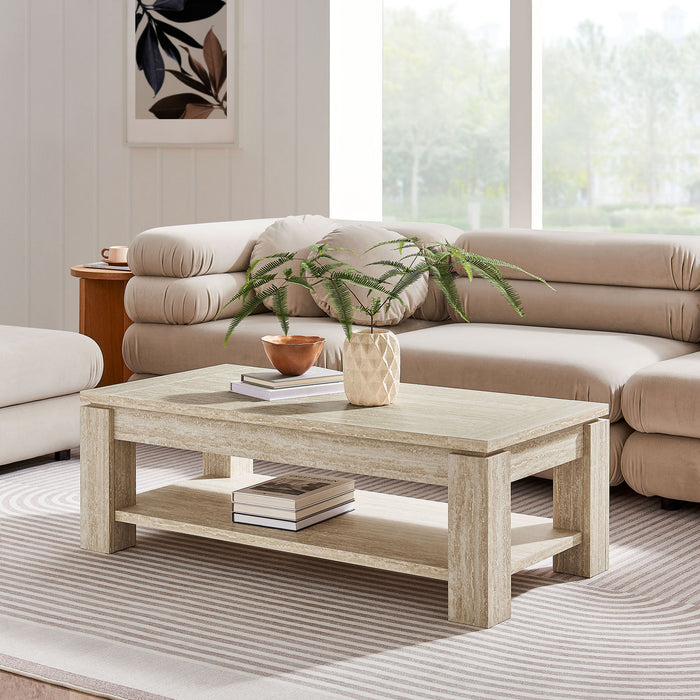 Hollis Travertine Coffee Table by Modway