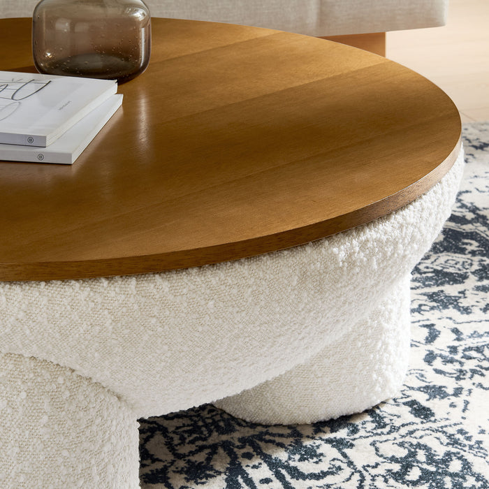 Tridome Round Boucle Upholstered Storage Coffee Table by Modway