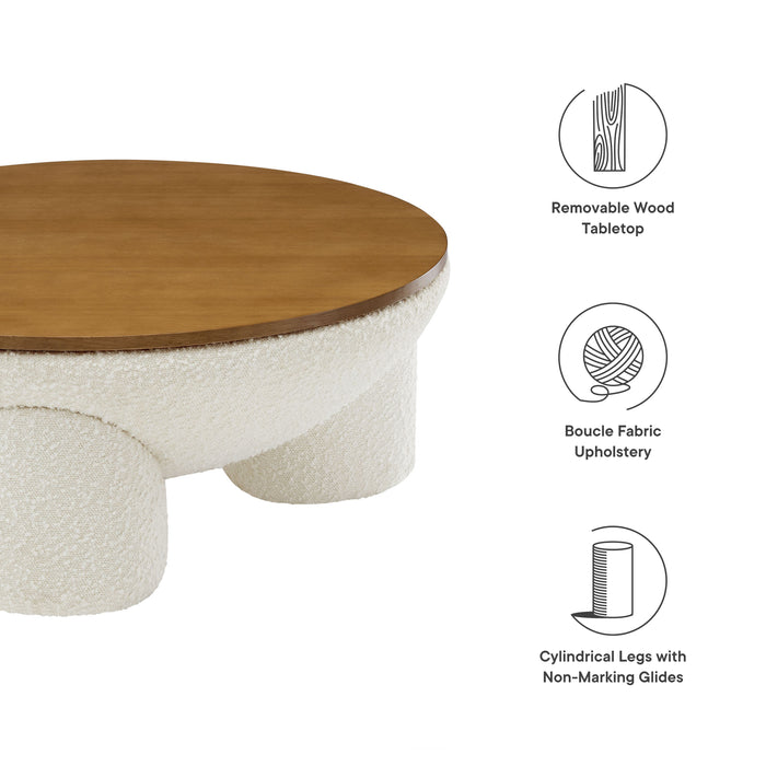 Tridome Round Boucle Upholstered Storage Coffee Table by Modway