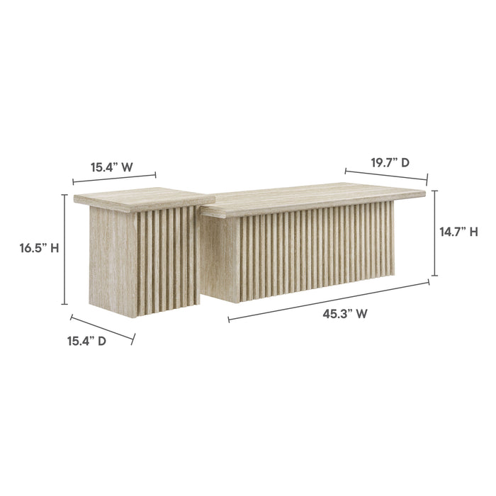 Render Nesting Faux Travertine Coffee Tables Set of 2 by Modway