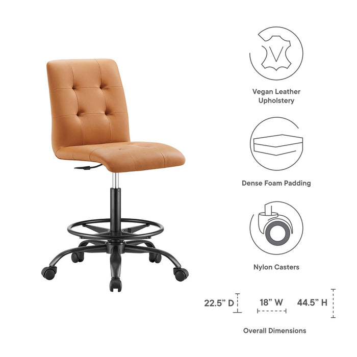 Prim Armless Vegan Leather Drafting Chair by Modway