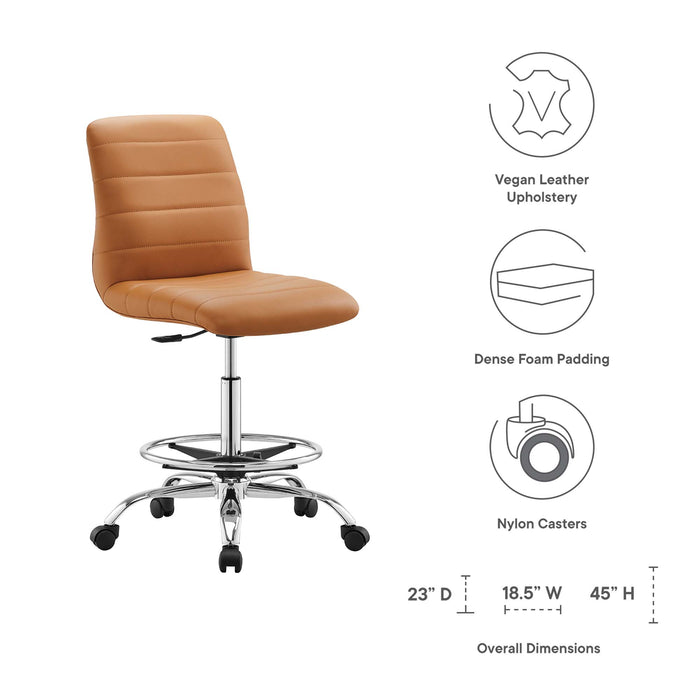 Ripple Armless Vegan Leather Drafting Chair by Modway