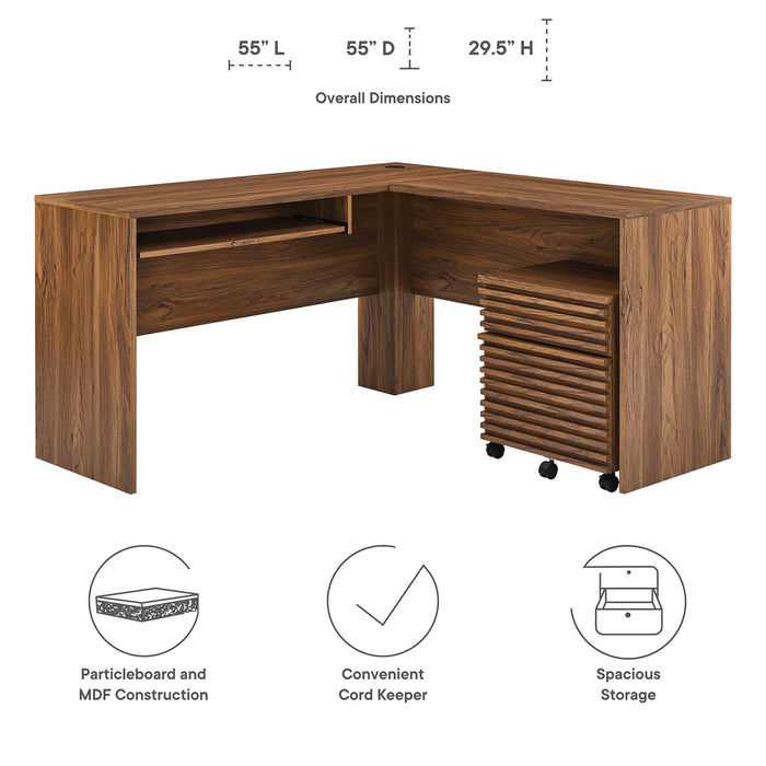 Render Wood Desk and File Cabinet Set by Modway