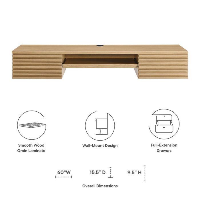 Render Wall Mount Wood Office Desk by Modway