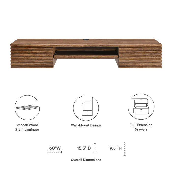 Render Wall Mount Wood Office Desk by Modway