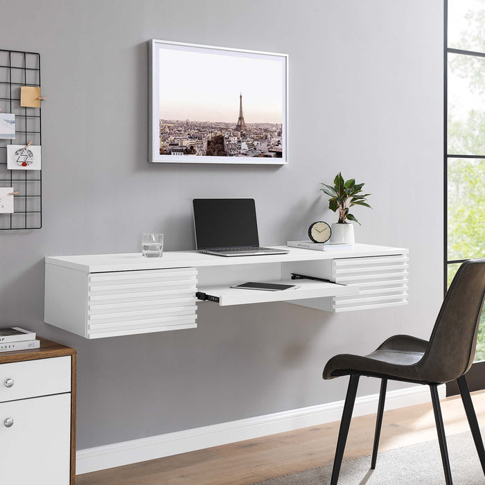 Render Wall Mount Wood Office Desk by Modway