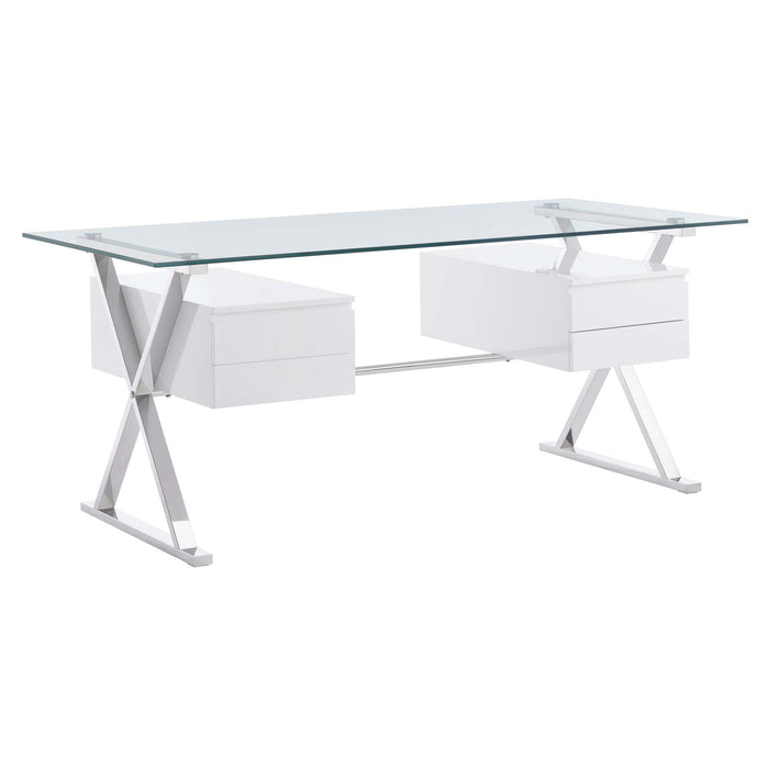 Sector 71" Glass Top Glass Office Desk by Modway