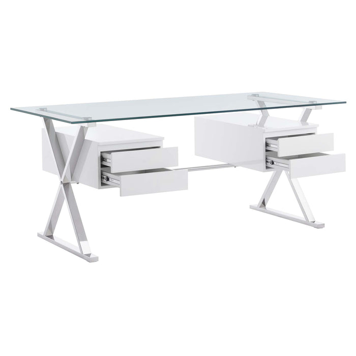 Sector 71" Glass Top Glass Office Desk by Modway