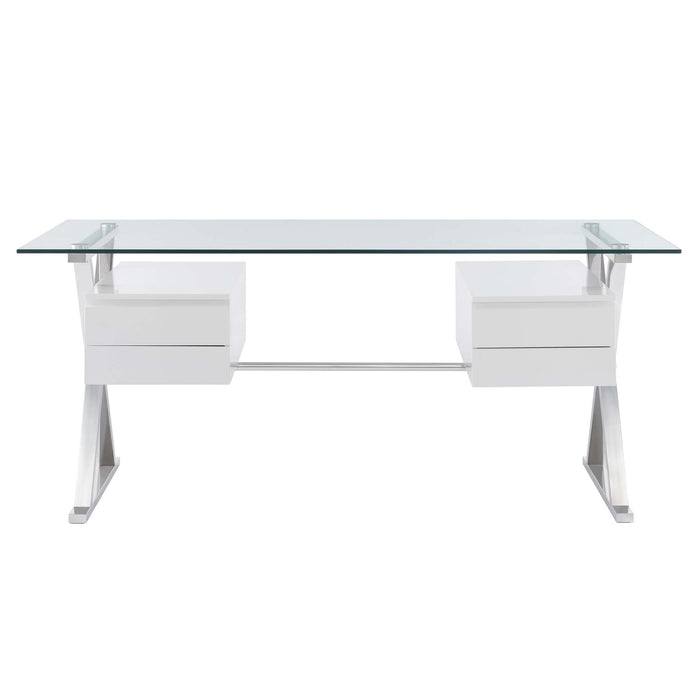 Sector 71" Glass Top Glass Office Desk by Modway