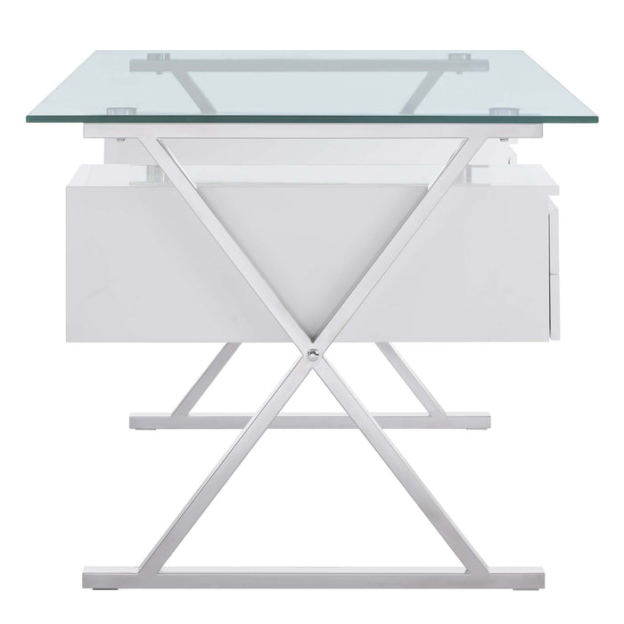 Sector 71" Glass Top Glass Office Desk by Modway