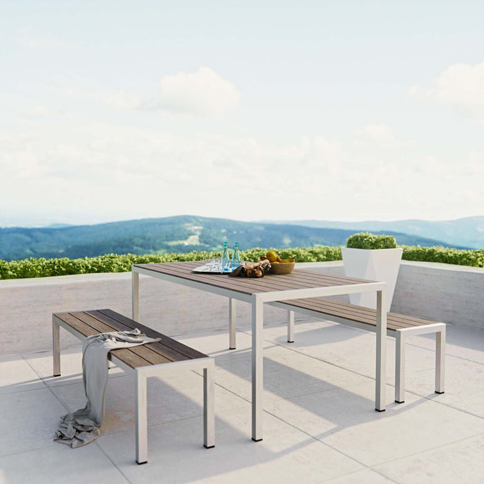 Shore 3 Piece Outdoor Patio Aluminum Dining Set by Modway