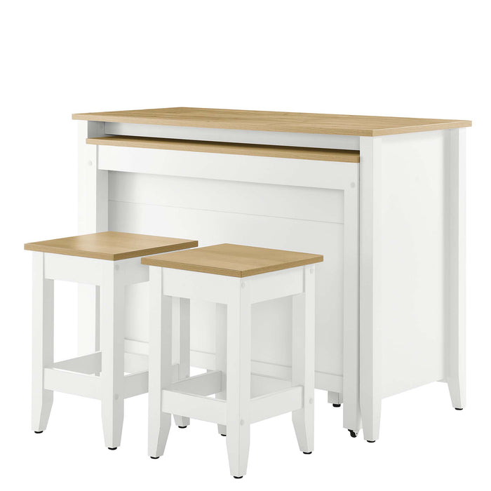 Farmstead 3-Piece Kitchen Island and Stool Set by Modway