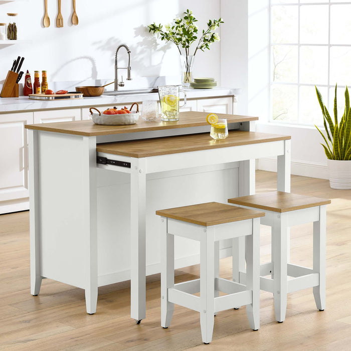 Garland 3-Piece Kitchen Island and Stool Set by Modway