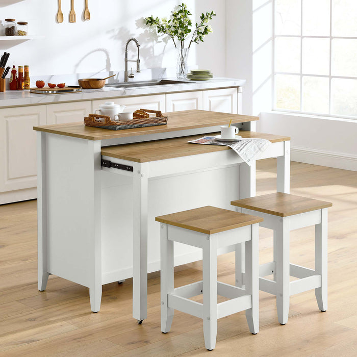 Farmstead 3-Piece Kitchen Island and Stool Set by Modway