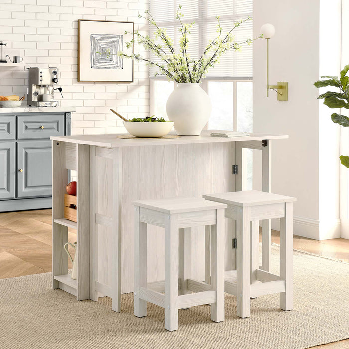 Meadowbrook 3-Piece Kitchen Island and Stool Set by Modway