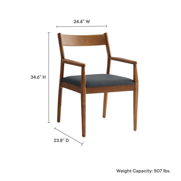 Solara 7-Piece Wood Dining Set with Vegan Leather Armchairs by Modway