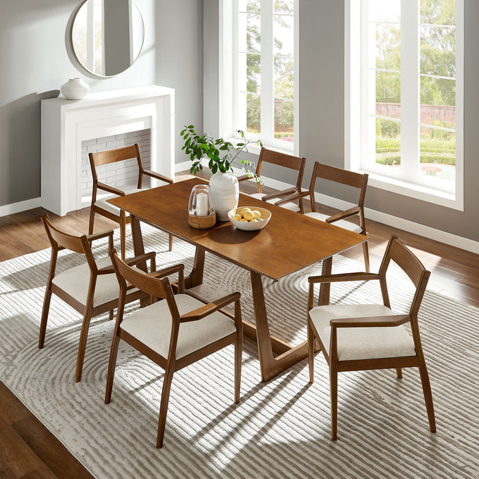 Solara 7-Piece Wood Dining Set with Fabric Upholstered Armchairs by Modway