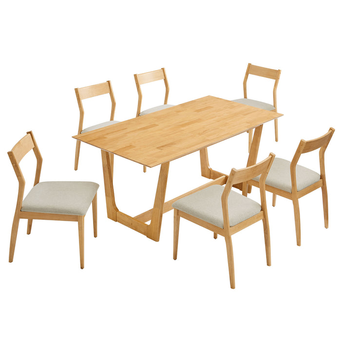 Solara 7-Piece Wood Dining Set with Fabric Upholstered Side Chairs by Modway