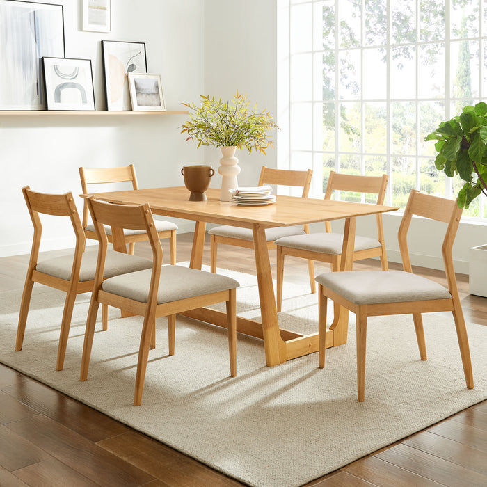 Solara 7-Piece Wood Dining Set with Fabric Upholstered Side Chairs by Modway