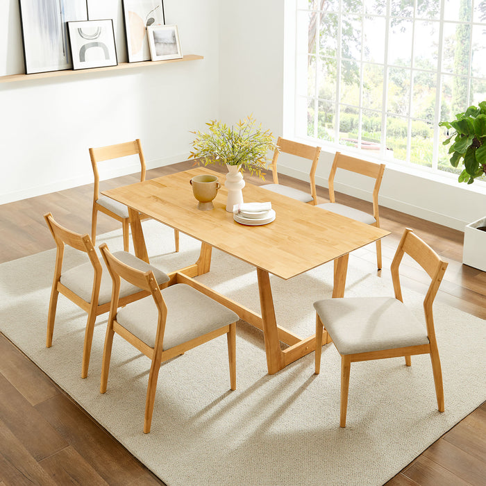 Solara 7-Piece Wood Dining Set with Fabric Upholstered Side Chairs by Modway